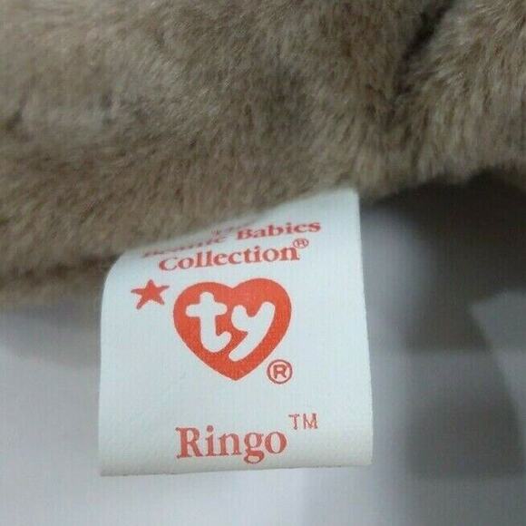 2x Vintage Ty Beanie Babies Ringo the Raccoon + Stinky the Skunk Plush Beanies - Picture 10 of 11